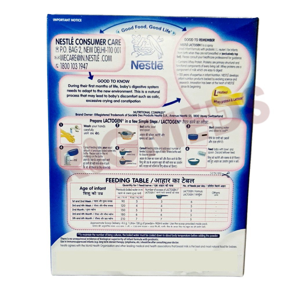 Nestle Lactogen Stage 1 Upto 6 Months Refill (400 Gm)