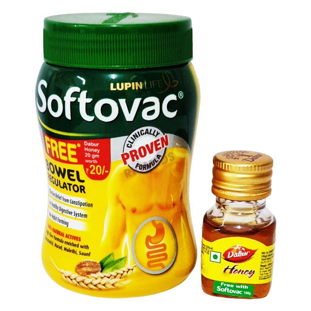 Softovac Bowel Regulator for Effective Relief from Constipation Powder with 20gm Dabur Honey Free (100 Gm)