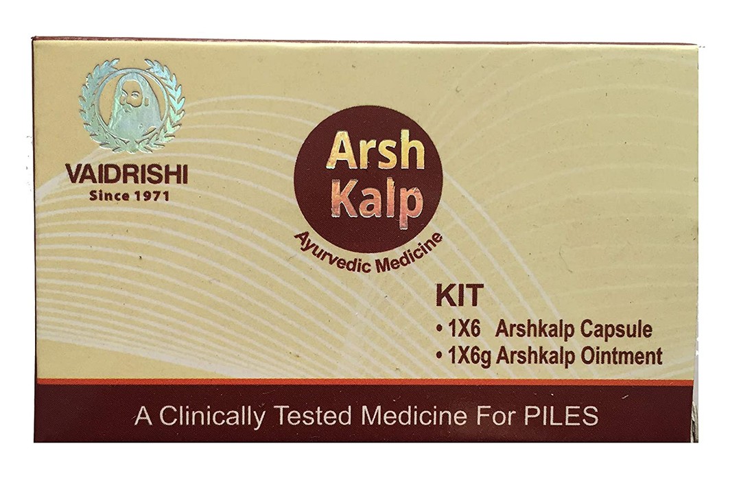 Vaidrishi Arsh Kalp Kit for Piles (1 Strip of 6 Capsule & 1 Tube of 6gm Ointment)
