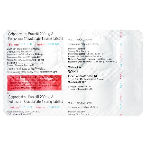 Foloup CV 200 Mg/125 Mg Tablet