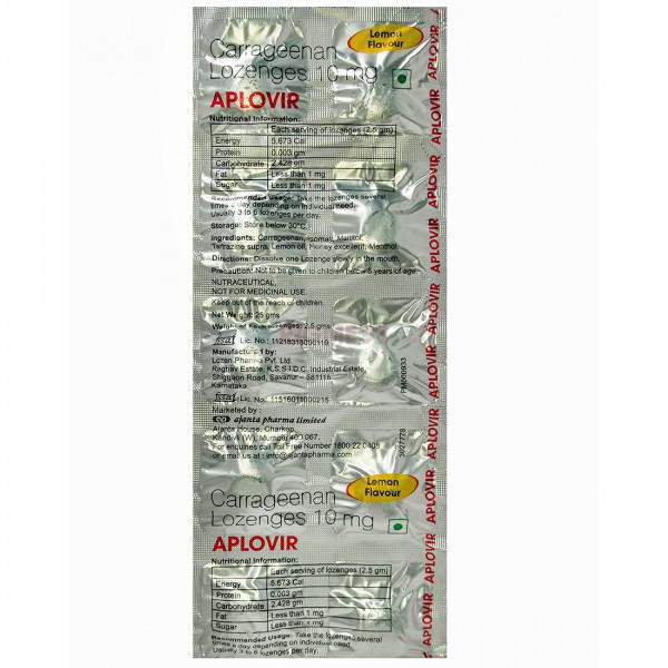 Aplovir Lemon Flavour 10 Lozenges