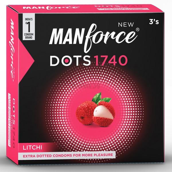 Manforce Dots 1740 Litchi Extra Dotted Premium Condoms (3 Condoms)