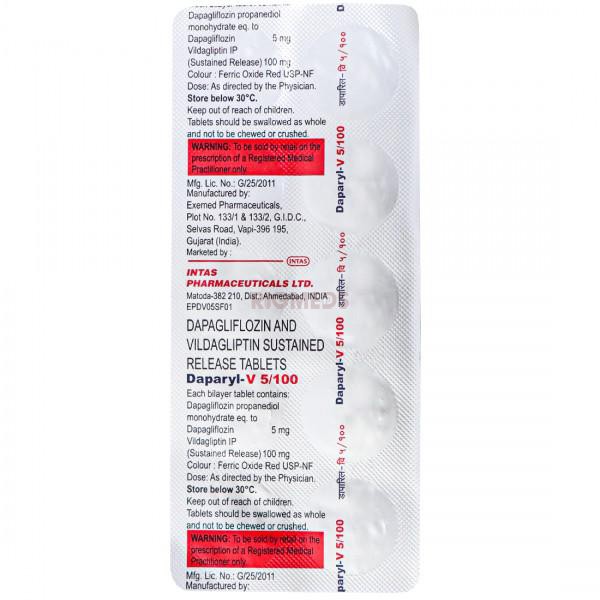 Daparyl V 5Mg/100Mg Tablet