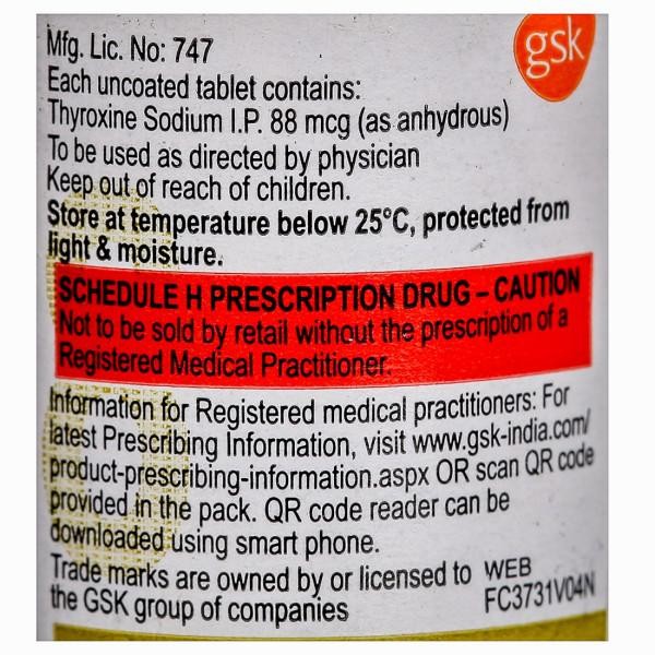 Eltroxin 88Mcg Tablet