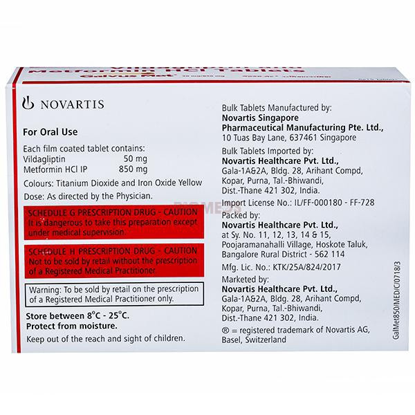 Galvus Met 50Mg/850Mg Tablet