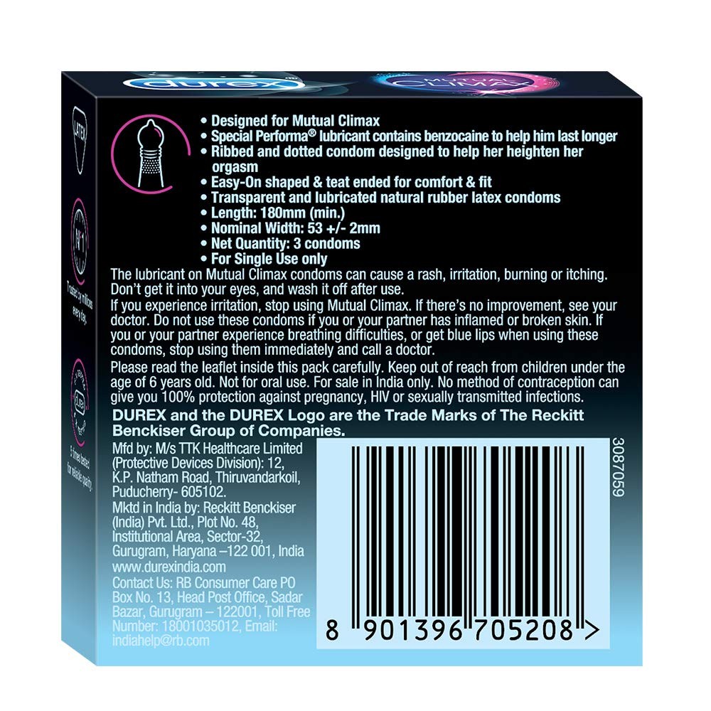 Durex Mutual Climax - 3 Condoms (Pack of 1)
